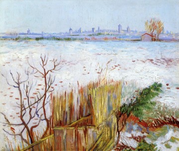 Vincent Van Gogh Painting - Paisaje nevado con Arles al fondo Vincent van Gogh